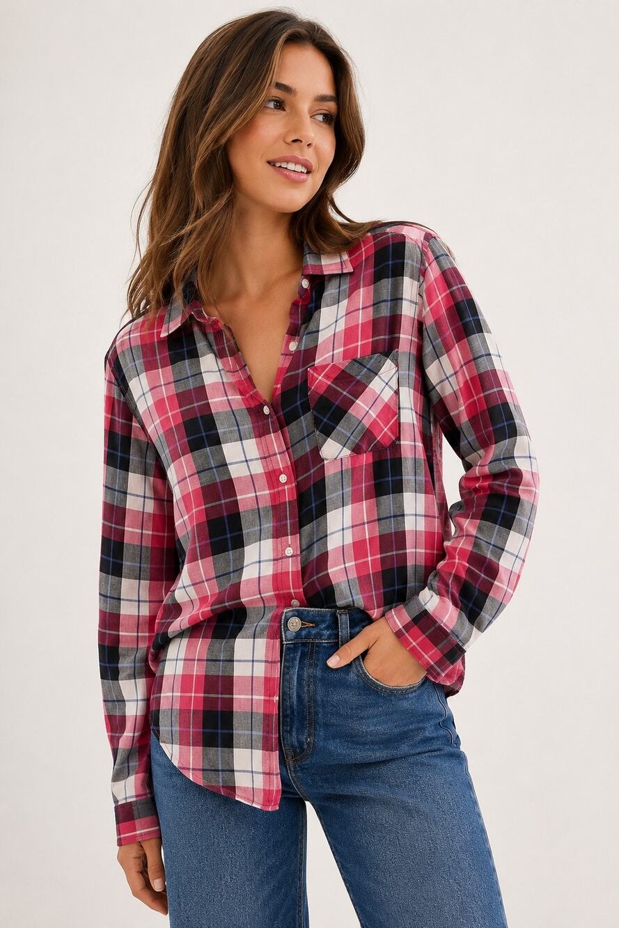 Denim & Supply Ralph Lauren RL Boyfriend Pink Plaid Button Up Shirt Small